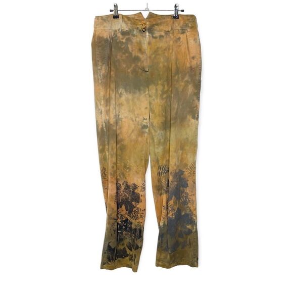 American Colors Graffiti Watercolor Pants Green Brown Women’s Size EU 42 US 32 - Picture 1 of 10